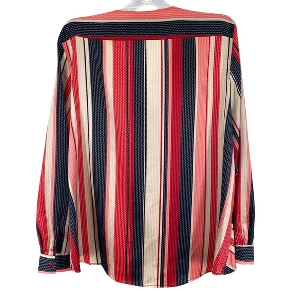 Vince Camuto Women’s Red Pink Navy Striped Top Size XL - Picture 5 of 8